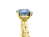 Yellow gold Fancy Blue Cushion  Solitaire Diamond Ring with Bamboo Band and Four-Prong Setting_44