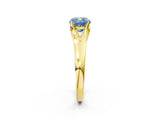 Yellow gold Fancy Blue Cushion  Solitaire Diamond Ring with Cathedral Band and Four-Prong Setting_68