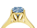 Yellow gold Fancy Blue Cushion  Solitaire Diamond Ring with Cathedral Band and Four-Prong Setting_70