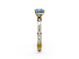 Yellow gold Fancy Blue Cushion  Solitaire Diamond Ring with Channel-Set Baguette Band and Four-Prong Setting_82