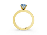 Yellow gold Fancy Blue Cushion  Solitaire Diamond Ring with Channel-Set Baguette Band and Four-Prong Setting_83