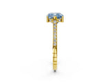 Yellow gold Fancy Blue Cushion  Solitaire Diamond Ring with Channel Set Band and Bezel Prong Setting_70