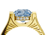 Yellow gold Fancy Blue Cushion  Solitaire Diamond Ring with Channel Set Band and Bezel Prong Setting_72
