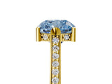 Yellow gold Fancy Blue Cushion  Solitaire Diamond Ring with Channel Set Band and Bezel Prong Setting_73