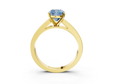 Yellow gold Fancy Blue Cushion  Solitaire Diamond Ring with Channel-Set Band and Four-Prong Setting_6