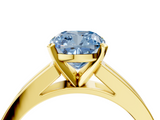 Yellow gold Fancy Blue Cushion  Solitaire Diamond Ring with Channel-Set Band and Four-Prong Setting_7