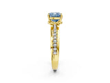 Yellow gold Fancy Blue Cushion  Solitaire Diamond Ring with Channel Set Band and Six-Prong Setting_51