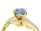 Yellow gold Fancy Blue Cushion  Solitaire Diamond Ring with Filigree Band and Four-Prong Setting_46
