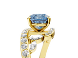 Yellow gold Fancy Blue Cushion  Solitaire Diamond Ring with Filigree Band and Four-Prong Setting_47