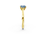 Yellow gold Fancy Blue Cushion  Solitaire Diamond Ring with Four-Prong Setting and Classic Band_5