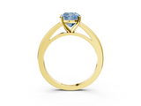 Yellow gold Fancy Blue Cushion  Solitaire Diamond Ring with Four-Prong Setting and Classic Band_6