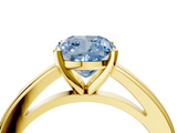 Yellow gold Fancy Blue Cushion  Solitaire Diamond Ring with Four-Prong Setting and Classic Band_7