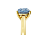 Yellow gold Fancy Blue Cushion  Solitaire Diamond Ring with Four-Prong Setting and Classic Band_8