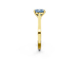 Yellow gold Fancy Blue Cushion  Solitaire Diamond Ring with Four-Prong Setting and Tapered Band 3