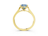 Yellow gold Fancy Blue Cushion  Solitaire Diamond Ring with Four-Prong Setting and Tapered Band 4
