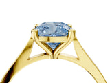 Yellow gold Fancy Blue Cushion  Solitaire Diamond Ring with Four-Prong Setting and Tapered Band 5