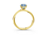 Yellow gold Fancy Blue Cushion  Solitaire Diamond Ring with Four-Prong Setting on a Plain Band_22