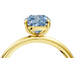 Yellow gold Fancy Blue Cushion  Solitaire Diamond Ring with Four-Prong Setting on a Plain Band_23