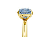 Yellow gold Fancy Blue Cushion  Solitaire Diamond Ring with Four-Prong Setting on a Plain Band_24