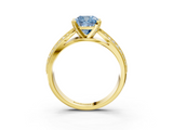 Yellow gold Fancy Blue Cushion  Solitaire Diamond Ring with Milgrain Pavé Band and Four-Prong Setting_23
