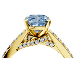 Yellow gold Fancy Blue Cushion  Solitaire Diamond Ring with Pavé Band and Four-Prong Setting_117