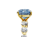 Yellow gold Fancy Blue Cushion  Solitaire Diamond Ring with Pave Band and Four-Prong Setting_270