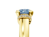 Yellow gold Fancy Blue Cushion  Solitaire Diamond Ring with Pave Band and Six-Prong Setting_37