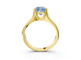 Yellow gold Fancy Blue Cushion  Solitaire Diamond Ring with Six-Prong Cathedral Setting_54