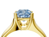 Yellow gold Fancy Blue Cushion  Solitaire Diamond Ring with Six-Prong Cathedral Setting_55