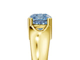 Yellow gold Fancy Blue Cushion  Solitaire Diamond Ring with Six-Prong Cathedral Setting_56