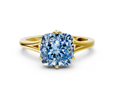 Yellow gold Fancy Blue Cushion  Solitaire Diamond Ring with Six-Prong Setting and Tapered Band_17