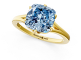 Yellow gold Fancy Blue Cushion  Solitaire Diamond Ring with Six-Prong Setting and Tapered Band_18