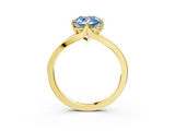 Yellow gold Fancy Blue Cushion  Solitaire Diamond Ring with Six-Prong Setting and Tapered Band_20