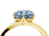 Yellow gold Fancy Blue Cushion  Solitaire Diamond Ring with Six-Prong Setting and Tapered Band_21