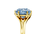 Yellow gold Fancy Blue Cushion  Solitaire Diamond Ring with Six-Prong Setting and Tapered Band_22