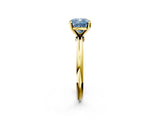 Yellow gold Fancy Blue Cushion  Solitaire Diamond Ring with Six-Prong Setting on a Classic Band 2