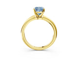 Yellow gold Fancy Blue Cushion  Solitaire Diamond Ring with Six-Prong Setting on a Classic Band 3