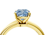 Yellow gold Fancy Blue Cushion  Solitaire Diamond Ring with Six-Prong Setting on a Classic Band 4