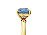 Yellow gold Fancy Blue Cushion  Solitaire Diamond Ring with Six-Prong Setting on a Classic Band 5