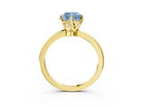 Yellow gold Fancy Blue Cushion  Solitaire Diamond Ring with Six-Prong Setting on a Classic Band_6