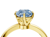 Yellow gold Fancy Blue Cushion  Solitaire Diamond Ring with Six-Prong Setting on a Classic Band_7