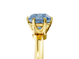 Yellow gold Fancy Blue Cushion  Solitaire Diamond Ring with Six-Prong Setting on a Classic Band_8