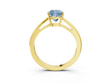 Yellow gold Fancy Blue Cushion  Solitaire Diamond Ring with Split Shank and Four-Prong Setting_15