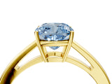 Yellow gold Fancy Blue Cushion  Solitaire Diamond Ring with Split Shank and Four-Prong Setting_16