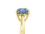 Yellow gold Fancy Blue Cushion  Solitaire Diamond Ring with Split Shank and Four-Prong Setting_17