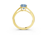 Yellow gold Fancy Blue Cushion  Solitaire Diamond Ring with Split Shank and Four-Prong Setting_23