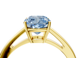 Yellow gold Fancy Blue Cushion  Solitaire Diamond Ring with Split Shank and Four-Prong Setting_24