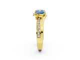 Yellow gold Fancy Blue Cushion  Solitaire Diamond Ring with Split Shank and Prong Setting_43