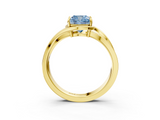 Yellow gold Fancy Blue Cushion  Solitaire Diamond Ring with Split Shank and Prong Setting_44