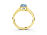 Yellow gold Fancy Blue Cushion  Solitaire Diamond Ring with Tapered Band and Four-Prong Setting_53